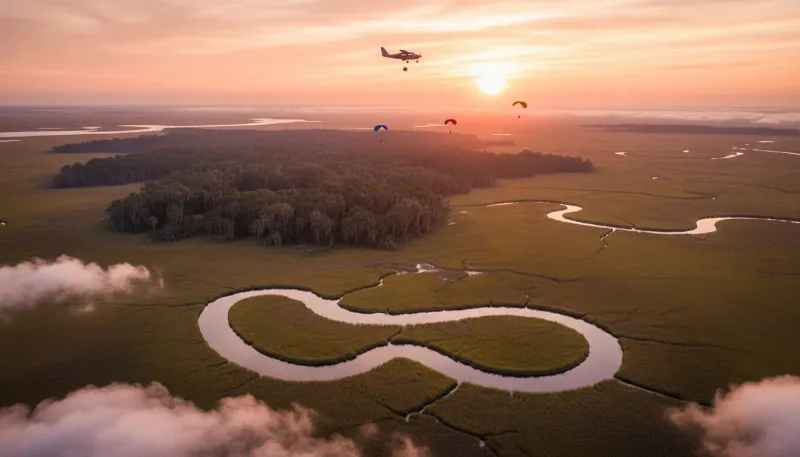 South Carolina skydiving sky. Backdrop for the Skydiving Hubs South Carolina drop zone directory